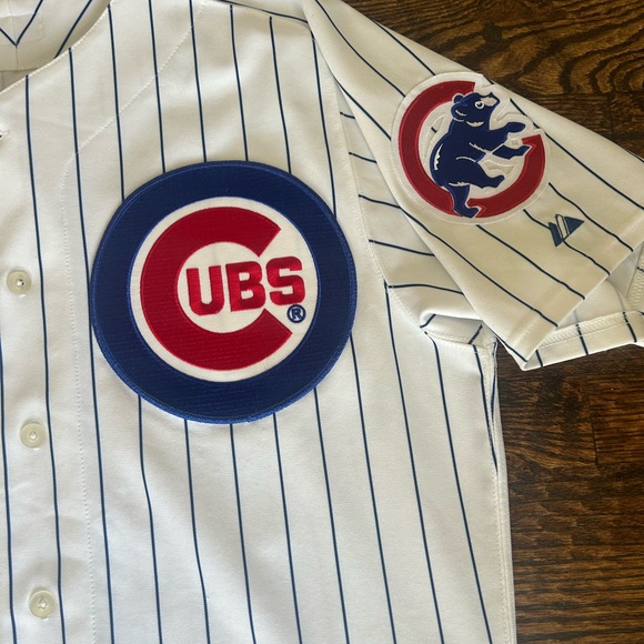Majestic Baseball Jersey Mens 44 Chicago Cubs Pinstripe Mark Prior #22 White - Picture 2 of 7